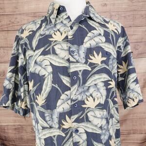KONA KAI TRADING CO FLORAL SILK COTTON BLEND BUTTON UP HAWAIIAN SHIRT MENS SZ XL